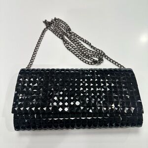 Black Studded Chain Clutch